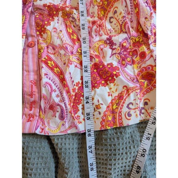 Robert Graham Women's Size 4 Orange Pink Embroidered Charlotte Mini Dress Paisle - Picture 6 of 8